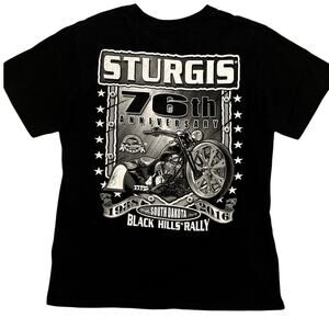 Suna‎ Sturgis 76th Anniversary T-Shirt Men's L Black 2016 Biker Motorcycle
